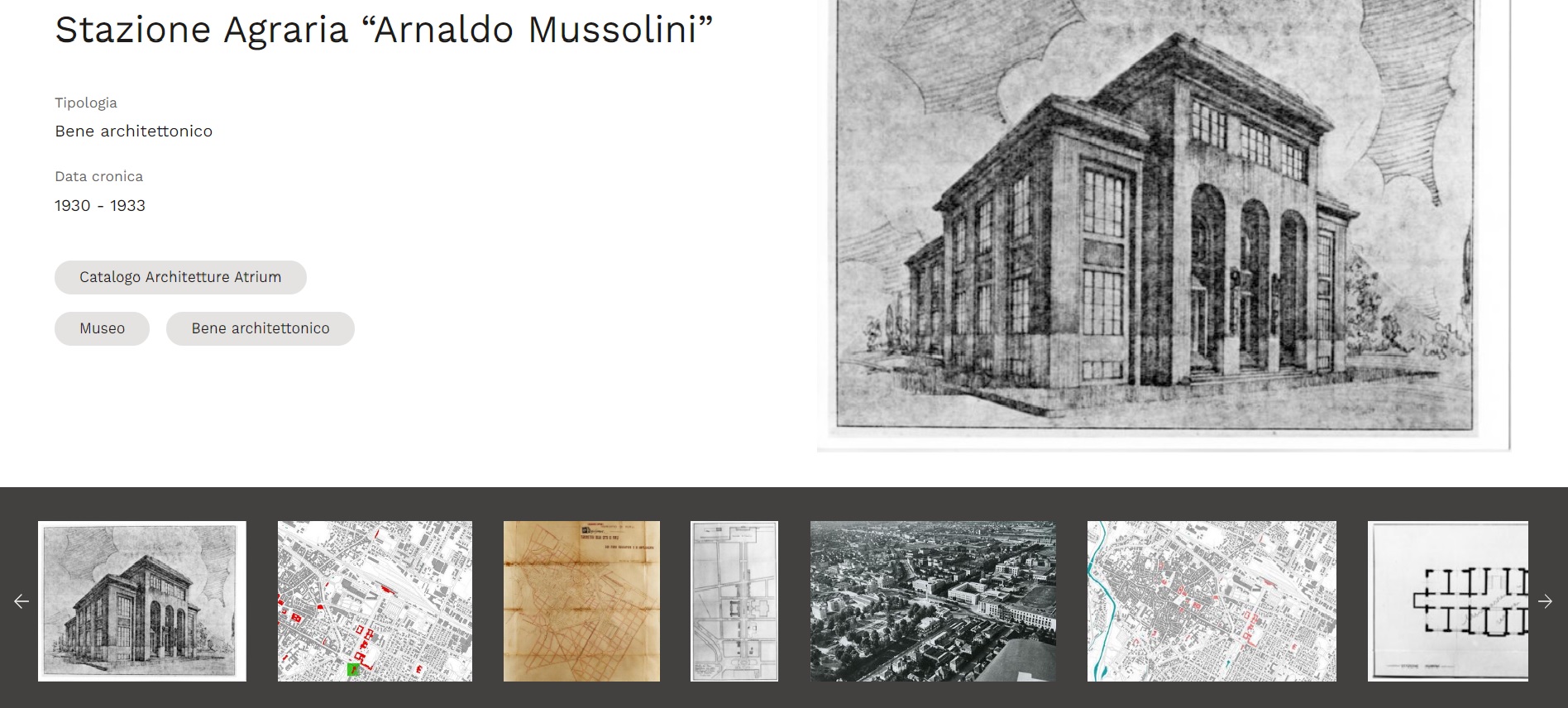 Una scheda di dettaglio in Archiui nel progetto Atrium Catalogue